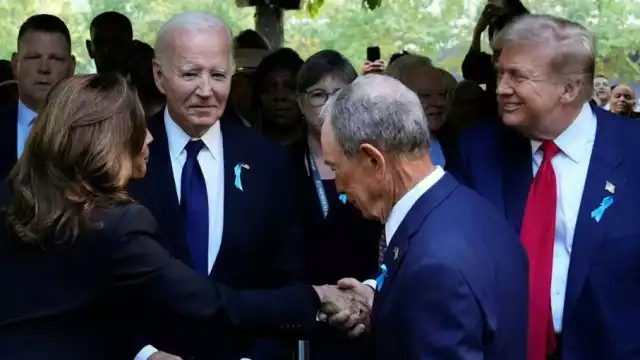 Kamala Harris y Donald rump se celebraron en la ceremonia por el aniversario de los atentados del 11-S en Nueva York