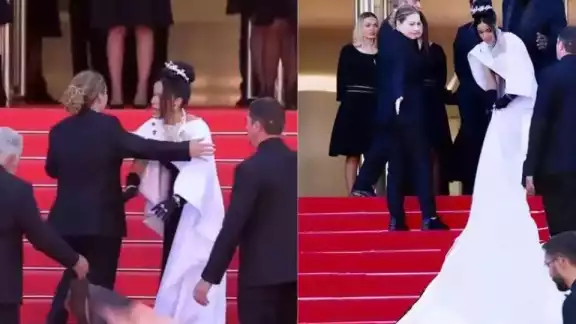 Actriz Massiel Taveras causa polémica por vestido con rostro de Jesús que usó en Cannes Actriz Massiel Taveras causa polémica por vestido con rostro de Jesús que usó en Cannes