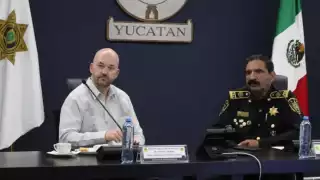 Justen Thomas y Luis Felipe Saidén sostienen reunión en la Secretaría de Seguridad Pública