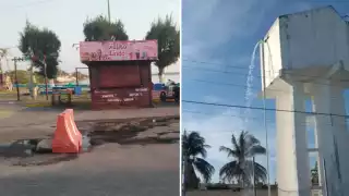 Denuncian fuga de agua en tanque elevado de Sabancuy; colonias sufren baja presión   