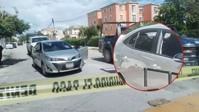 El automóvil recibió impactos de bala en la carrocería; en el pavimento fueron localizados casquillos percutidos