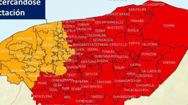 Así luce el mapa de Yucatán antes del arribo del Huracán Beryl