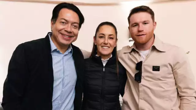 Mario Delgado, Claudia Sheinbaum y Canelo Álvarez