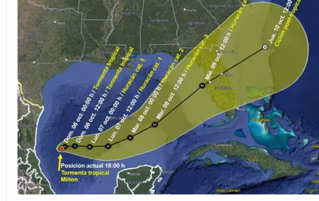 Milton se intensifica sobre el Golfo de México