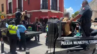 Policía Municipal  de Mérida detiene a tres personas por enfrentarse a golpes en el Centro Histórico de la ciudad     