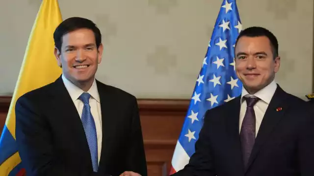 Marco Rubio, secretario de Estado de Estados Unidos y Daniel Noboa, presidente de Ecuador