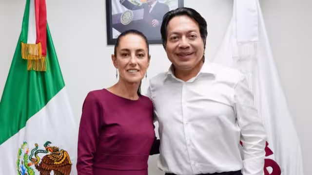 Claudia Sheinbaum junto a su coordinador de campaña, Mario Delgado