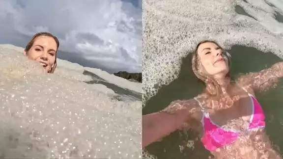 La surfista no se imaginaba dónde nadaba La surfista no se imaginaba dónde nadaba