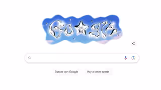 Google recibe el 2025 con un Doodle de globos y estrellas plateadas 