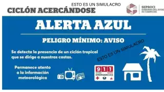 Campeche activa alerta azul por huracán y se prepara para el  Simulacro Nacional