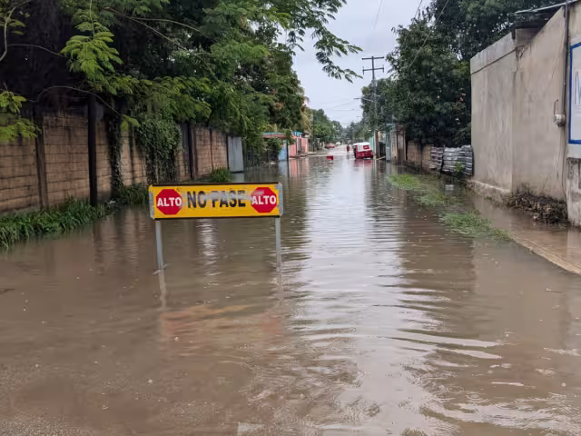 Se inundan varias calles de la zona centro de José María Morelos