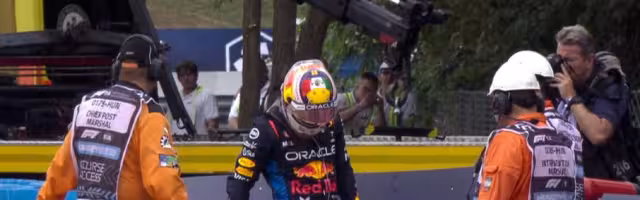 Checo Pérez no pudo terminar la Q1 al estrellar su auto en la curva ocho del circuito de Hungaroring