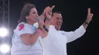 Xóchitl Gálvez y Renán Barrera desprecian al PRI y Nueva Alianza en cierre de campaña del PAN en Mérida   