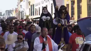 Viacrucis de la Catedral de Campeche recorre calles del Centro Histórico