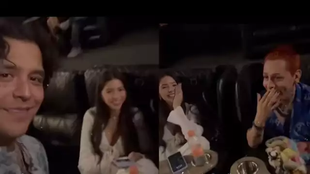 Christian Nodal y Ángela Aguilar fueron al cine con Kunno y las redes sociales explotaron