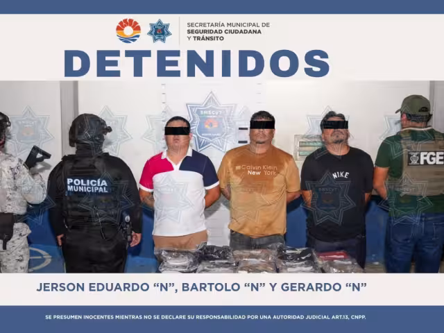 Los sujetos fueron identificados como Jerson Eduardo “N”, Bartolo “N” y Gerardo “N”, quienes quedaron a disposición de la autoridad ministerial