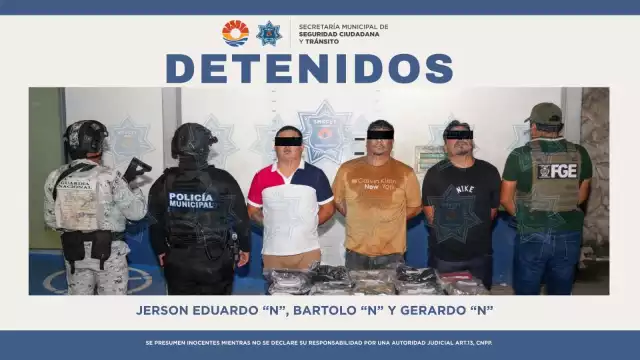 Los sujetos fueron identificados como Jerson Eduardo “N”, Bartolo “N” y Gerardo “N”, quienes quedaron a disposición de la autoridad ministerial