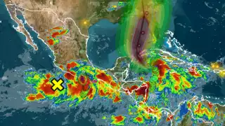 Imagen de trayectoria del Huracán John y Tormenta Nine.