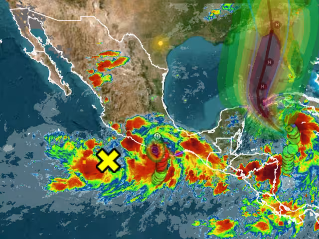 Imagen de trayectoria del Huracán John y Tormenta Nine.