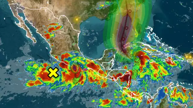 Imagen de trayectoria del Huracán John y Tormenta Nine.