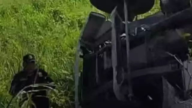 Así terminó el autobús en la carretera de Kantunil