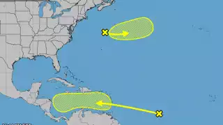 Conagua y el SMN mantienen bajo vigilancia dos zonas de baja presión en el Atlántico.