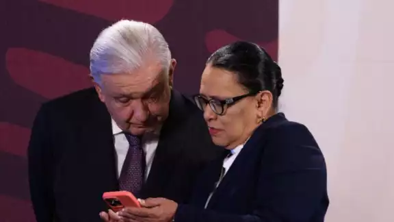 Rosa Icela Rodríguez, titular de Seguridad y el presidente Andrés Manuel López Obrador