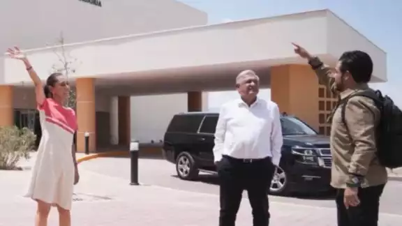 El presidente Andrés Manuel López Obrador y Claudia Sheinbaum visitaron Ciudad Juárez para revisar el progreso del Hospital General Regional No. 2 del IMSS