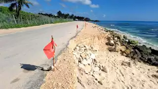   Alertan colapso de carretera costera en Tulum por Tormenta Tropical “Sara"  