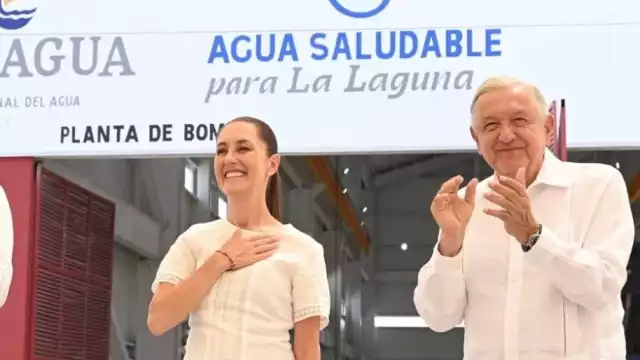 La presidenta electa, Claudia Sheinbaum, acompañó al presidente Andrés Manuel López Obrador durante la inauguración de la segunda etapa Agua Saludable para La Laguna