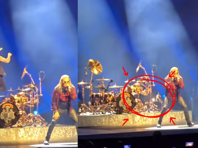 El momento de la caída ocurrió en pleno show