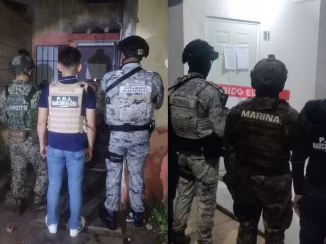 Durante los cateos se encontraron varias bolsas con presunta marihuana