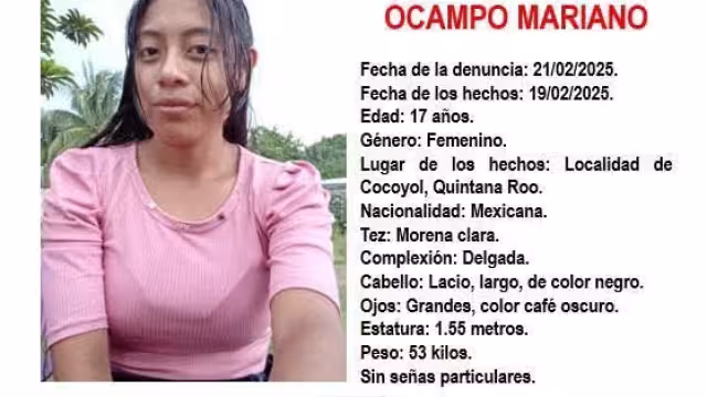 Melizabeth Ocampo fue reportada com desaparecida.