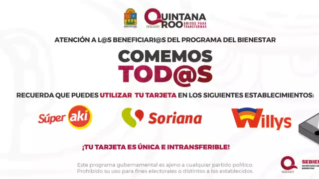 La tarjeta puede utilizarse en ciertos establecimientos una vez se reciba el apoyo ecónomico