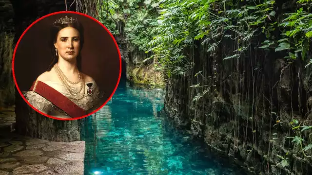 Cuentan que Carlota causó revuelo al ingresar al cenote con un traje de baño de dos piezas