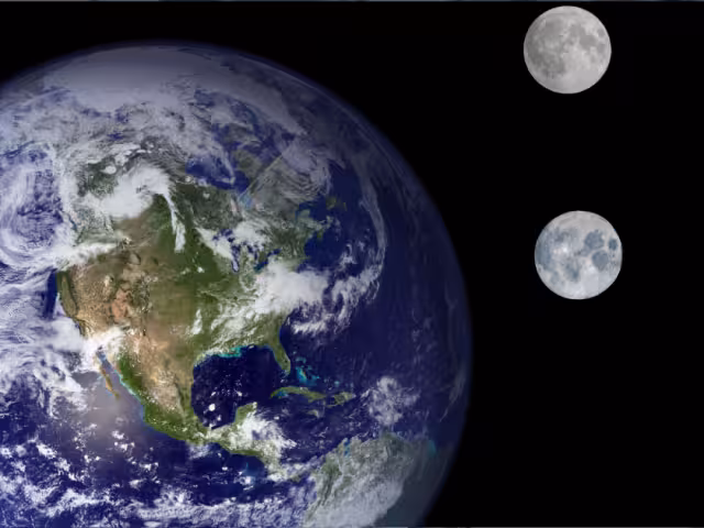 La tierra y su satélite natural.