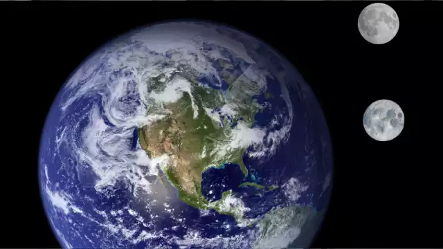 La tierra y su satélite natural.