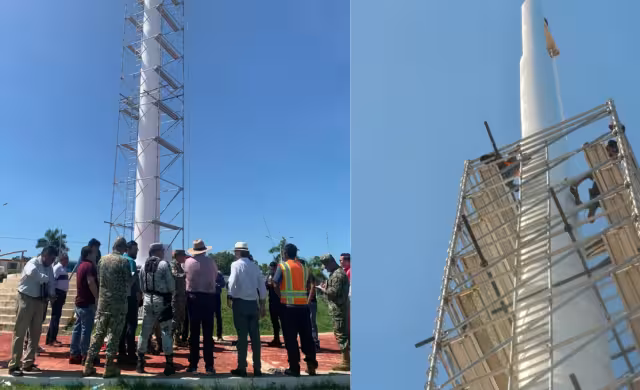 Reparan asta bandera monumental en Campeche: 490 mil pesos de inversión