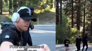  Canelo Álvarez es interrumpido por fan que le pide chocar los puños en pleno entrenamiento en el bosque: VIDEO  