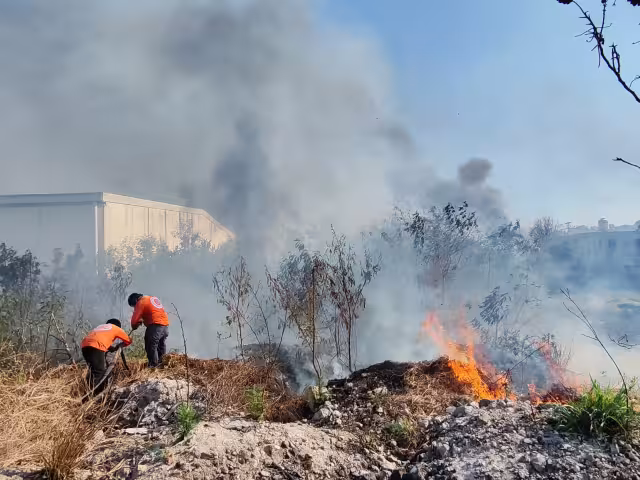 Un incendio de maleza de gran magnitud afectó tres colonias en la zona norte de Campeche.