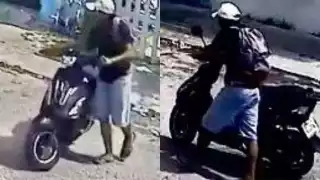 Sujeto se roba motocicleta en plena luz del día en Playa del Carmen: VIDEO