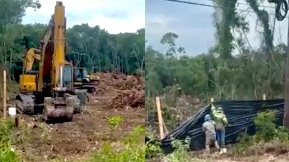 Elementos de la GN se presentan en la escena y solicitaron a los trabajadores detener los trabajos al no enseñar los permisos