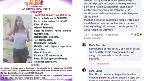 La menor aseguró encontrarse bien por medio de redes sociales