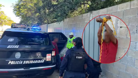 El individuo fue retenido y amarrado por las personas presentes hasta la llegada de elementos de la Policía Municipal