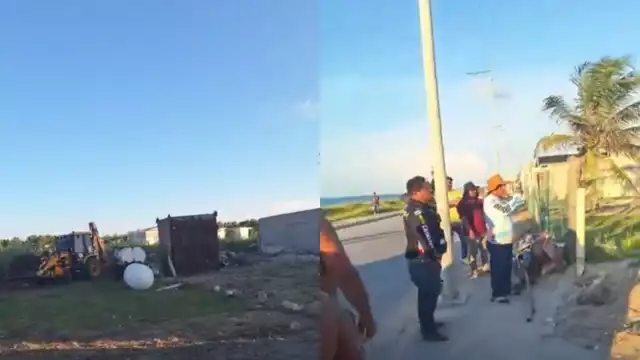 Acordonaron el sitio, mientras el abogado de la propietaria dialogaba con las autoridades, pero al final solamente vio como un camión-grúa retiró los deshechos