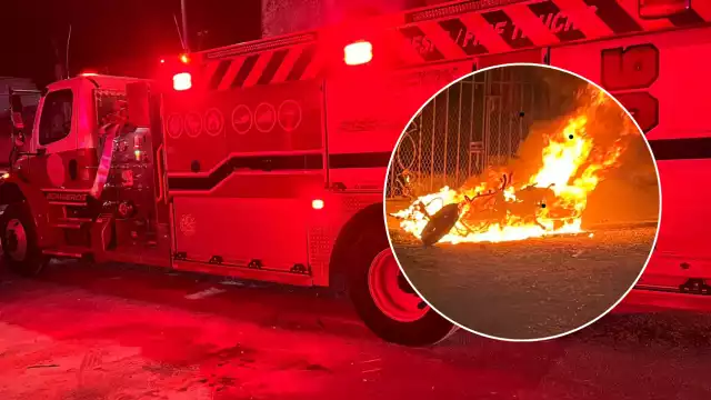Pese a que el incendio fue controlado por cuerpos de emergencia, la motocicleta terminó totalmente calcinada