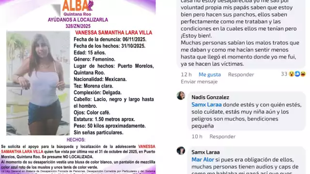 La menor aseguró encontrarse bien por medio de redes sociales