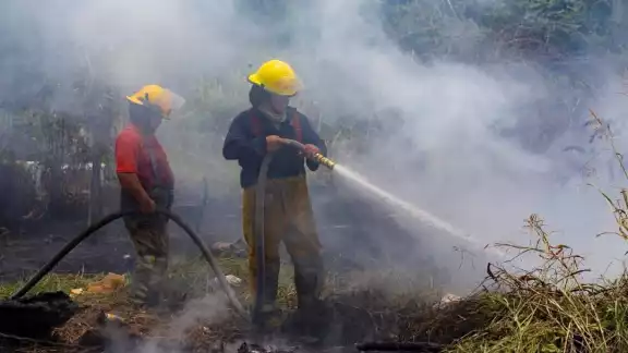Un incendio de maleza en la colonia Salsipuedes de Escárcega puso en riesgo a familias cercanas.
