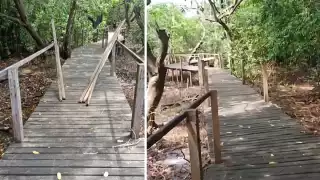 Denuncian nuevo robo en el Ecosendero de Ciudad del Carmen: Se llevan más de 20 barandales