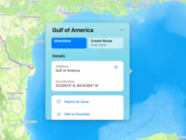 Apple Maps también cambió el nombre, ahora es el 'Golfo de América'
